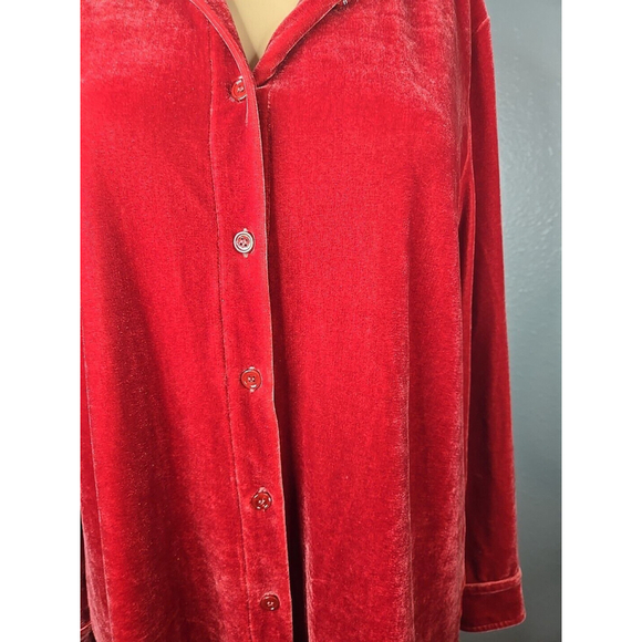 Soft Surroundings Women's Red Velvet Boyfriend Button Down Tunic Size XS - Picture 5 of 8